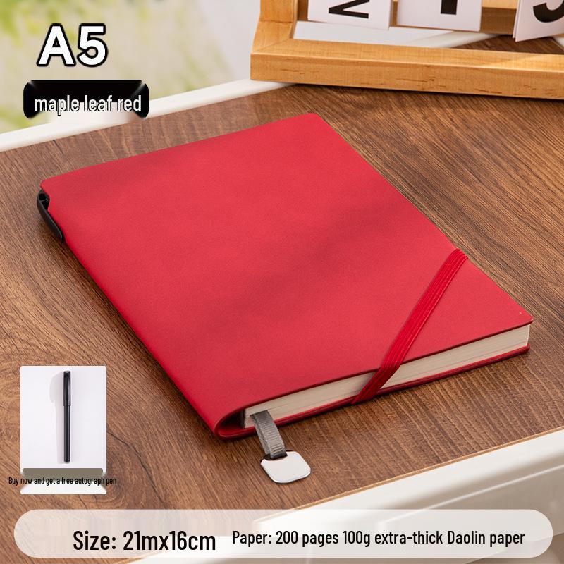 A5 Retro Sheep Suede Leather Notebook with Lined Pages and Custom Logo красный