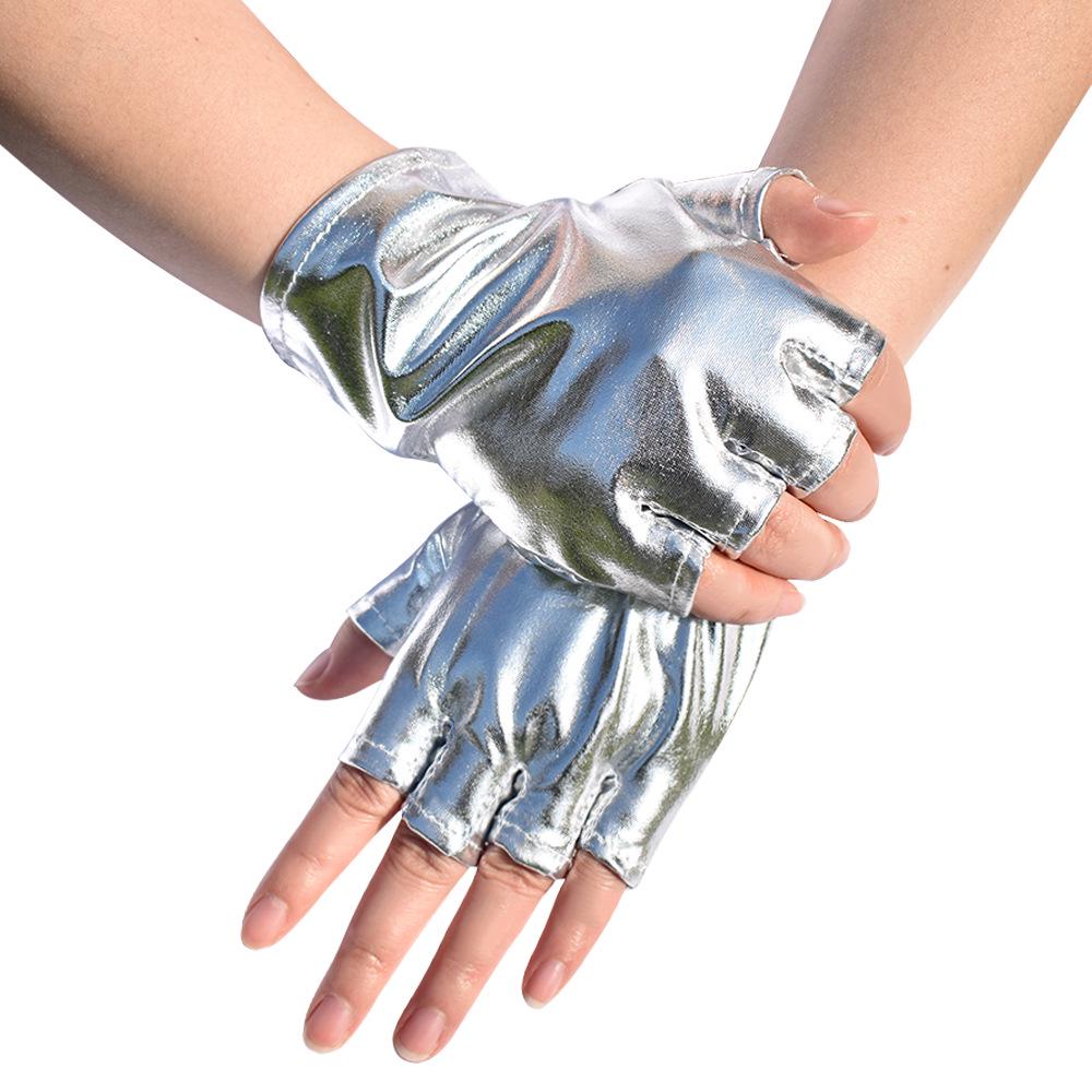 Patent Leather Half-Finger Gloves - Dark Harajuku Punk Dance Style
