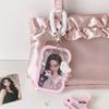 Kpop Fashion Simple Photo Card Holder Cute Idol Photo Storage Card Bag Elastic Rope Pendant Cute Charm Accessory Gift