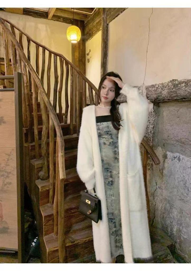 Women's 2025 Winter Hooded Imitation Mink Sweater Coat