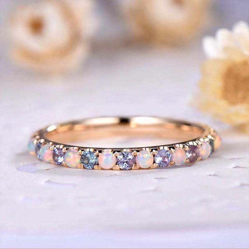 Elegant Women's Rose Gold Ring High Quality Round Cut Rhinestone Rings Jewelry For Weddings And Anniversaries