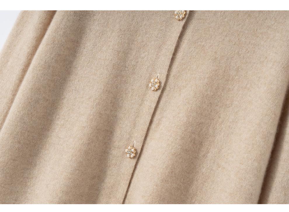 Women's 100% Cashmere Round Neck Cardigan Sweater - Autumn/Winter Style, Solid Color, Versatile & Gentle Knit