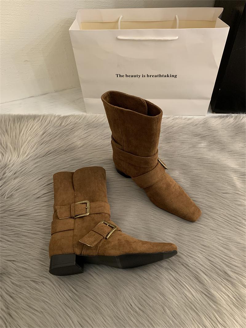 

Fashion Ankle Boots for Women Suede Pointed Toe Fashion Shoes Sexy Luxury Woman Winter Botas 2025 New Designer Dress Zapatos Mujer Boots 35 жёлтый