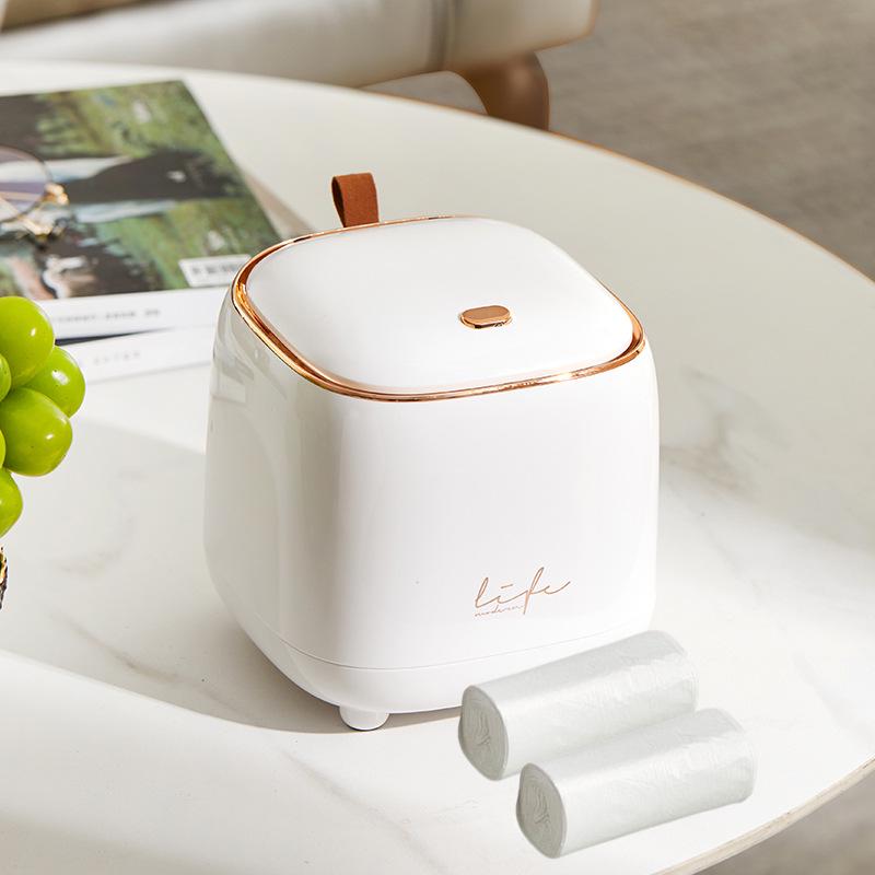 Compact Desktop Waste Bin with Bags - Press-Type