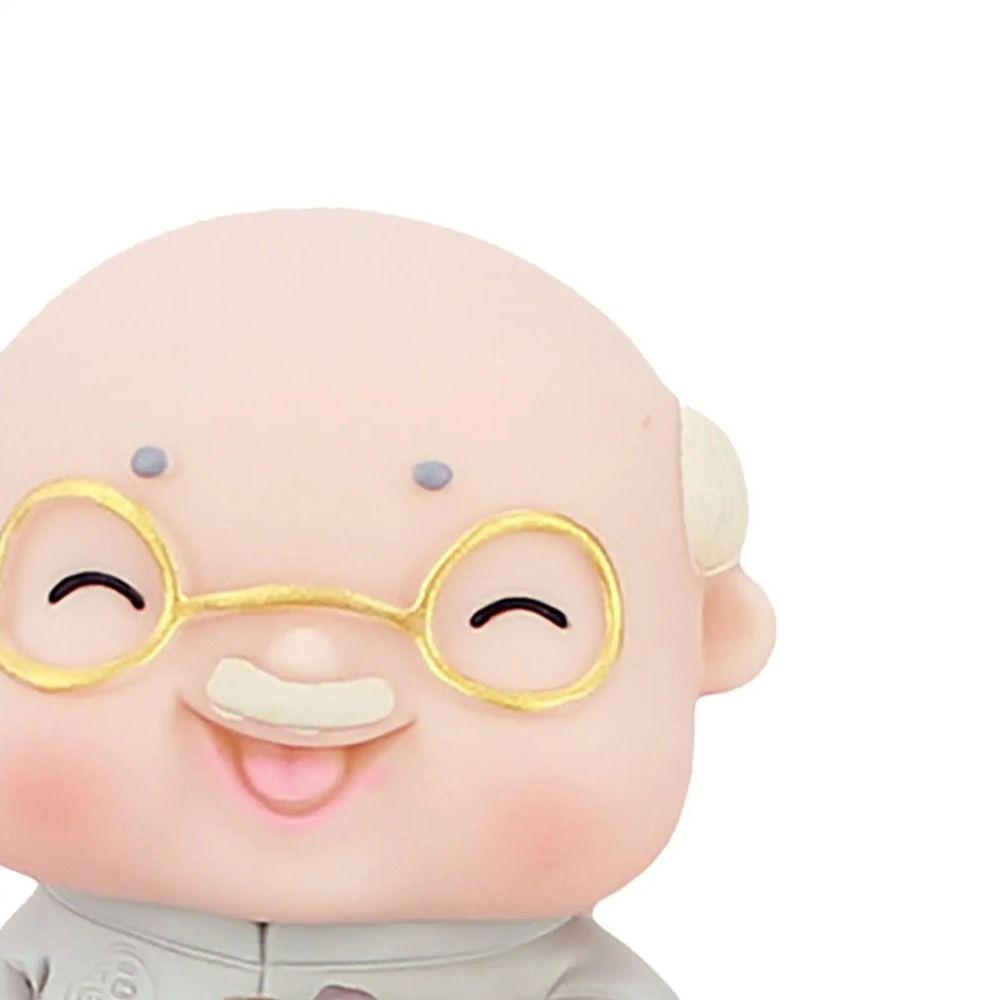 Cartoon Old Couple Figurines Cute Longevity Cake Ornaments Grandparent Statue  Office
