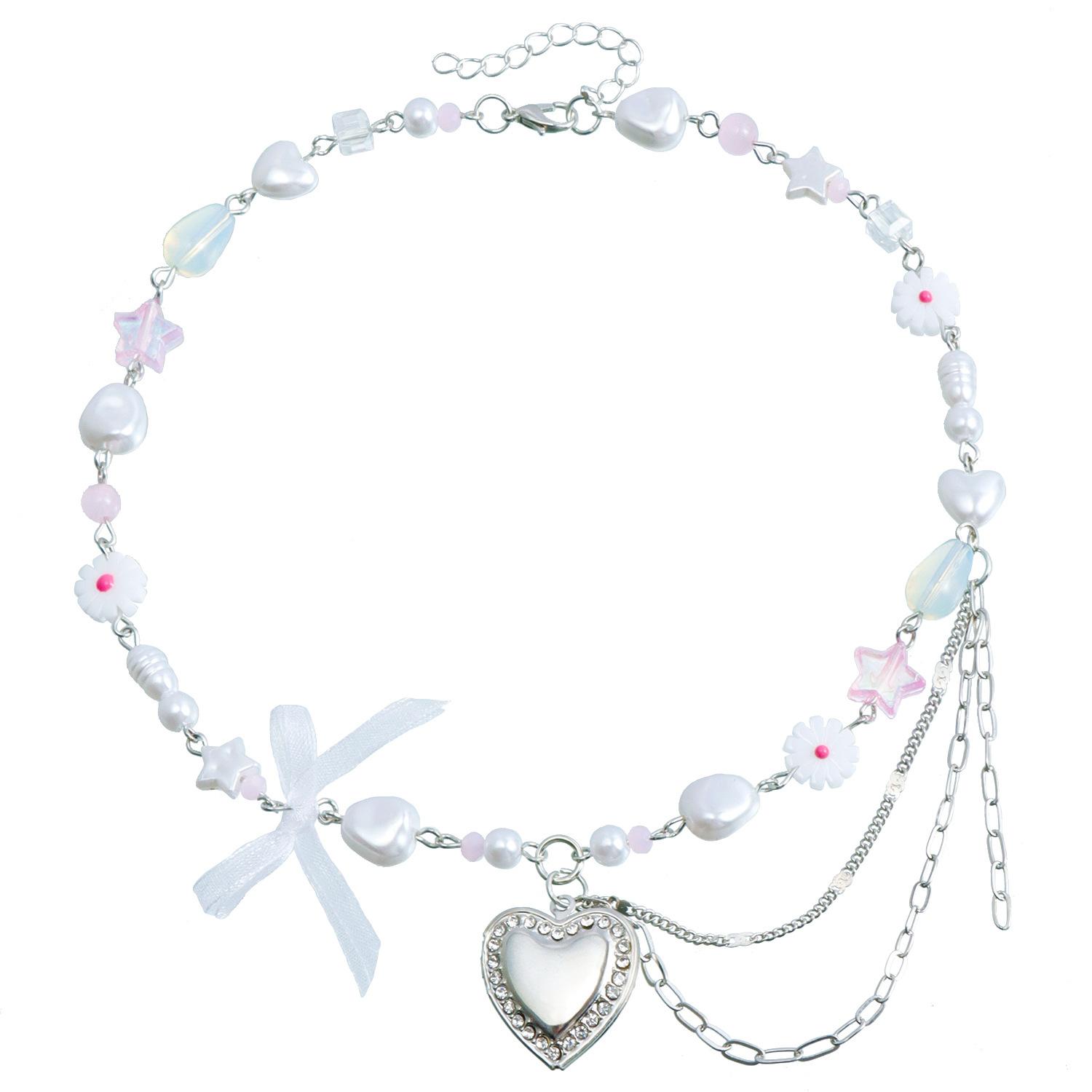 

Ожерелье с подвеской Dopamine Love Sweet Mori, цепочка на ключицу, бант Xiaohongshu, ювелирные изделия для женщин