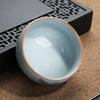 Tea Cup Ceramic Tasting Cup Hand-painted Ru Kiln Crackle Glaze Nurturing Pu'er Kung Fu Single Cup Retro Master Cup with PrintLOG