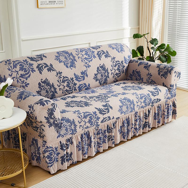 

1 шт. Чехол для дивана с цветочным принтом, нескользящий чехол для дивана с юбкой, эластичный чехол для дивана для спальни, офиса, гостиной, домашнего декора 1pc Single set