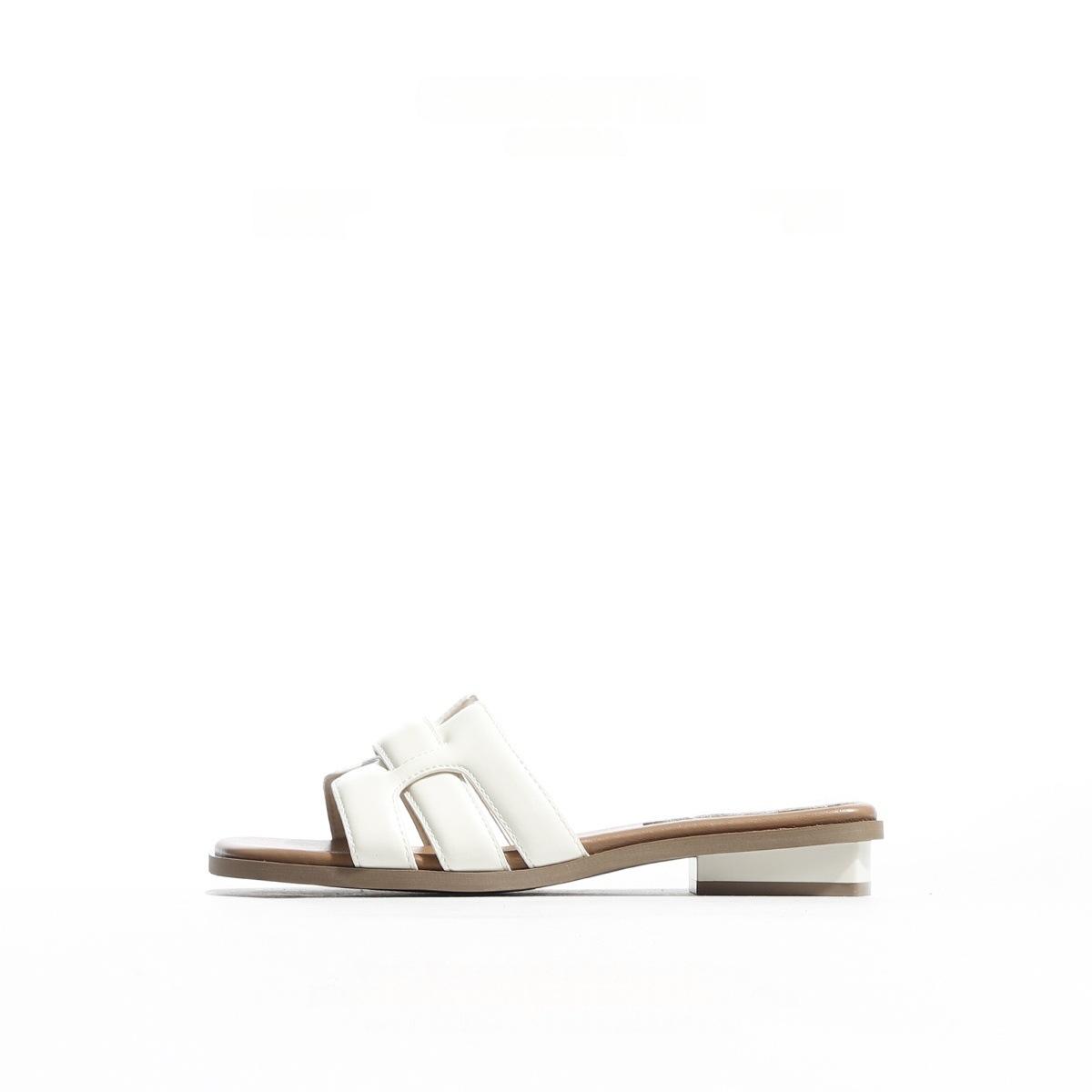 

Версия из мягкой кожи~ плетеные супер огонь полушлепанцы женские летние 2025 новые высококлассные ленивые шлепанцы на одном ходу 40