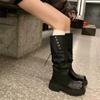 New Style Fashion Platform Women Knee High Boots Fashion Slip On Knight Long Booties Square High Heels Autumn Winter Shoes