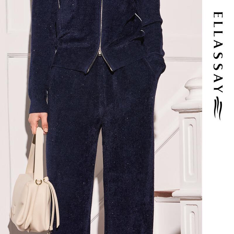 ELLASSAY 2025 Autumn Chenille Sequin Casual Pants