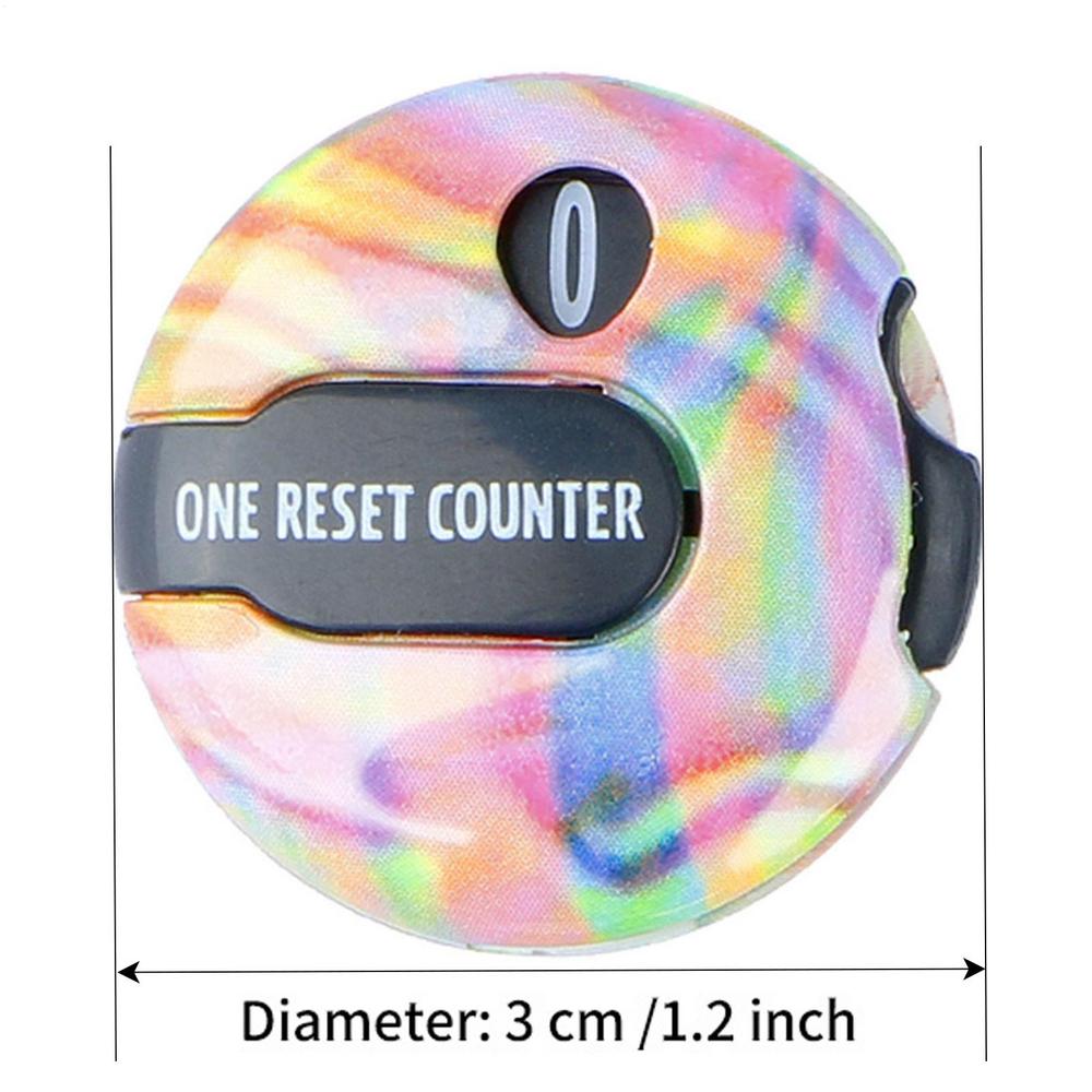 

3cm Golf Score Strokes Counter With Hat Clip Portable One Touch Reset Clip On Hat/Glove Game Scoring Record Up To 12 Strokes радужный