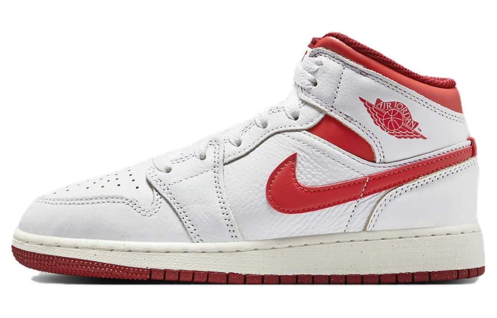 Jordan 1 Mid SE White Dune Red GS FJ3464-160