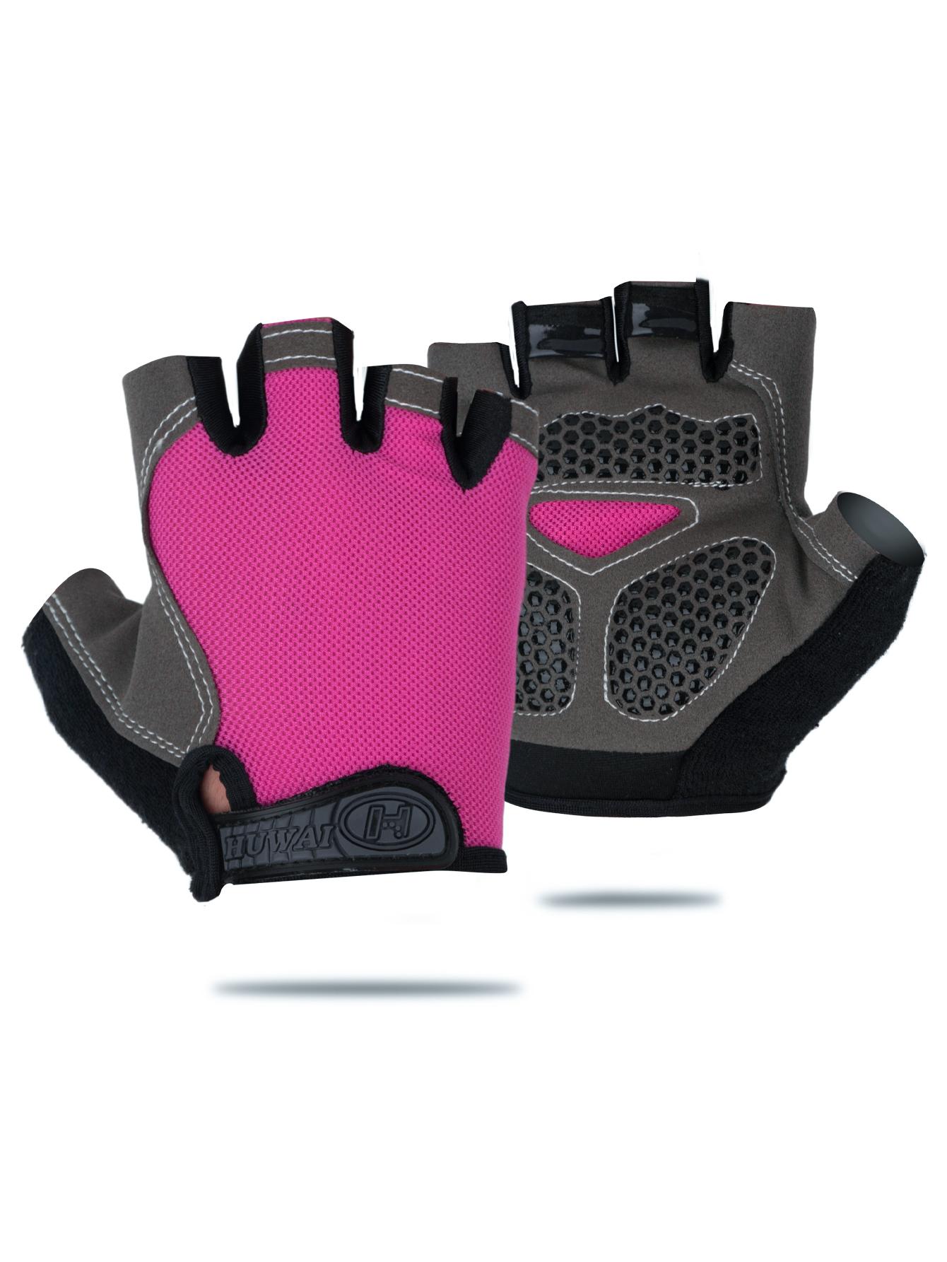 

1 Pair Cycling Gloves Breathable Anti-slip Half Finger Mtb Road Bicycle Gloves Shock-Absorbing Sunscreen Fitness Bicycle Gloves M розовый