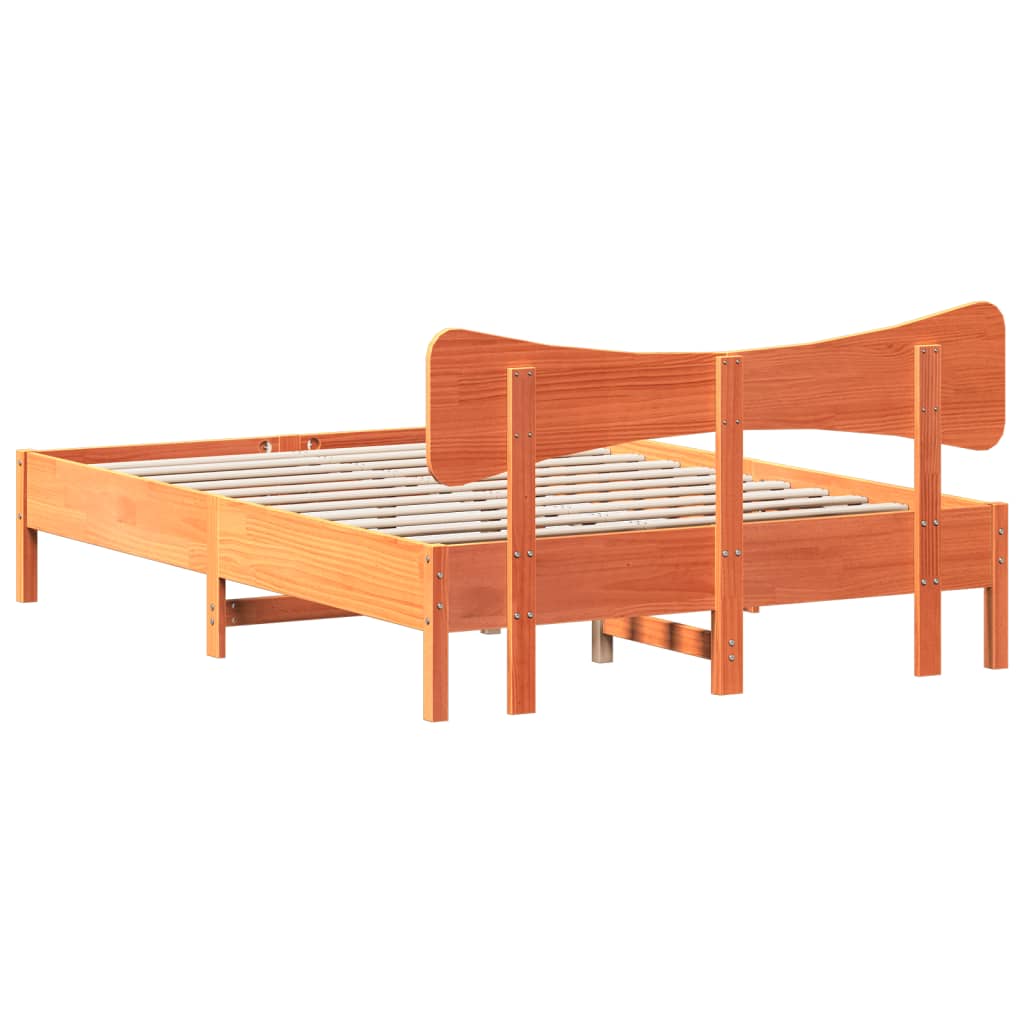 Solid Wood Bed Without Mattress Wax Brown 150x200 cm Pine Wood