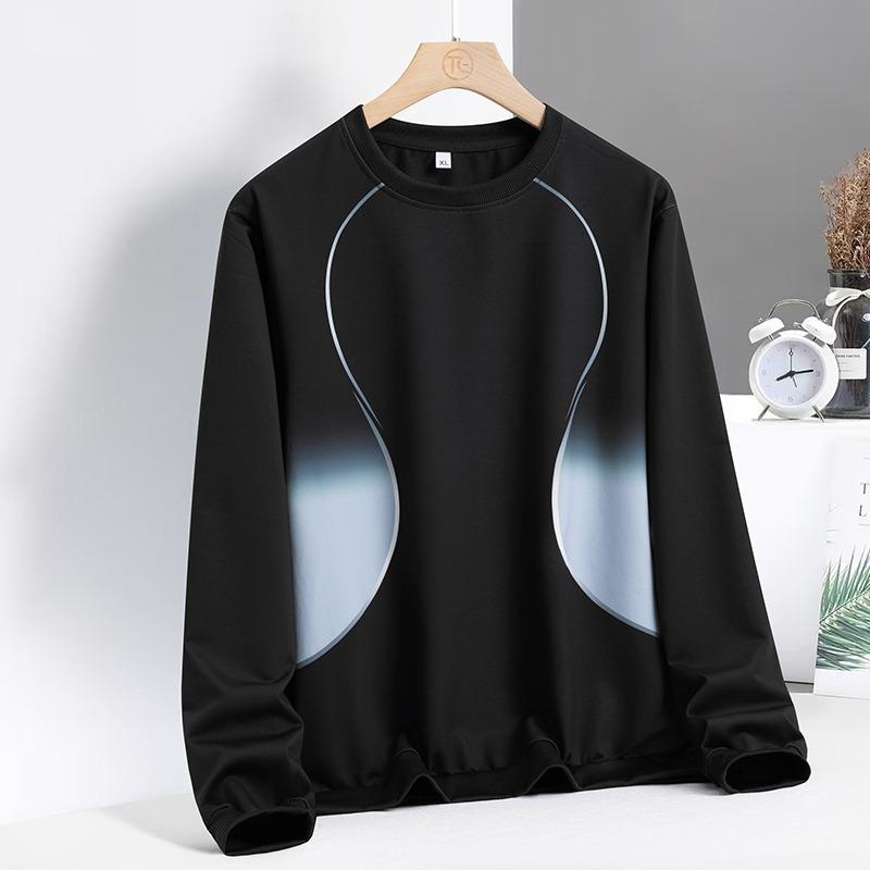 Autumn and Winter Men's Gradient Casual Sports Trend Versatile and Handsome Round Neck Pullover Long-sleeved Sweatshirt Top