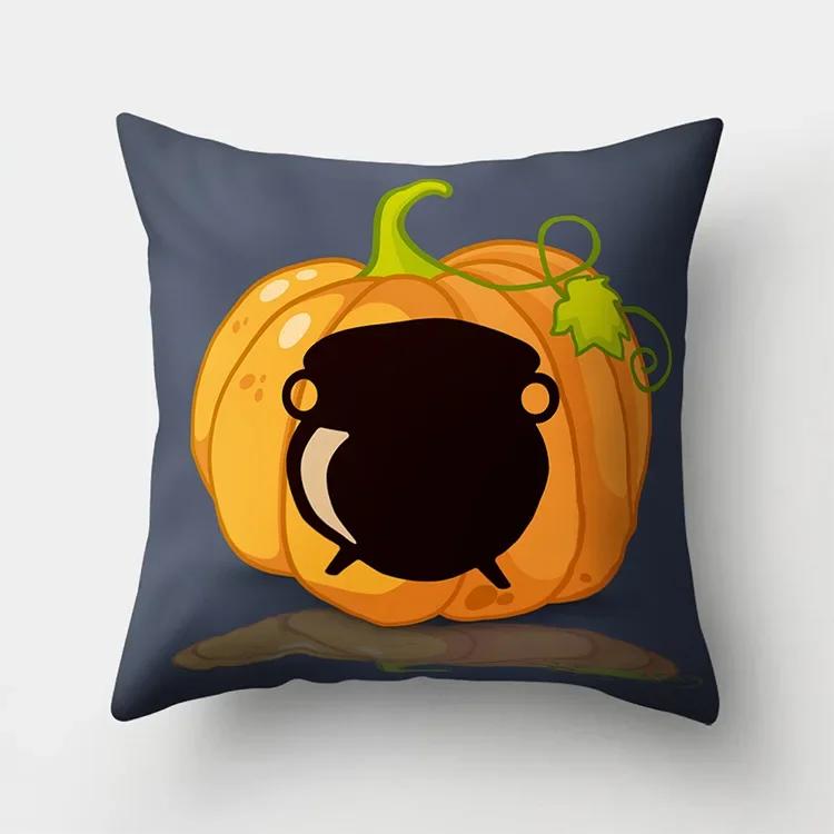 45x45cm Halloween Pumpkin Ghost Black Cat Print Cushion Cover Home Living Room Sofa Decoration Pillow