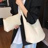 Popular simple casual commuter style large-capacity tote bag women's high-end lychee pattern soft leather messenger bag
