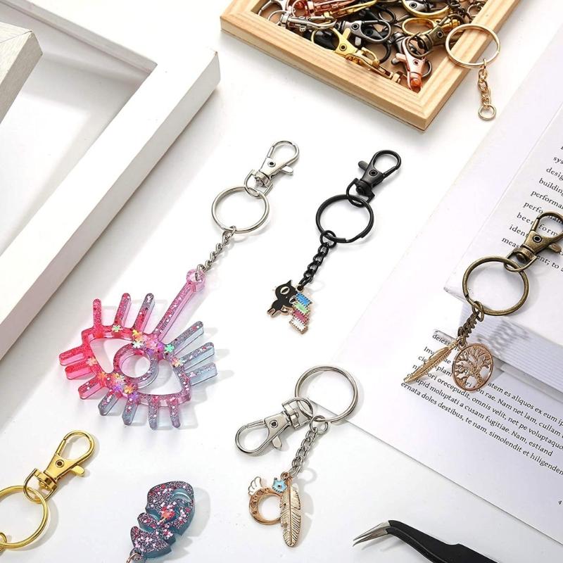 250Pcs Swivel Buckle Set 35Pcs Lobster Claw Clasps 35Pcs Keyrings with Chain 35Pcs Split Rings 180Pcs Screw Eye Needle