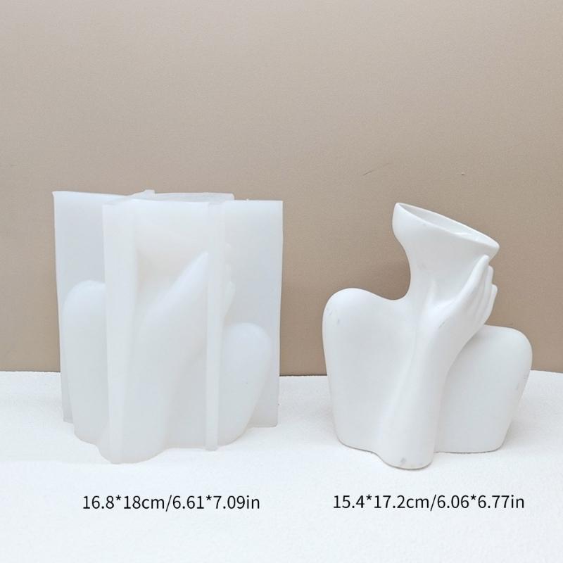 Succulent Flower Pots Mold Abstract Human Pen Holder Silicone Mould Plaster Planter Epoxy Resin Molds for DIYs Enthusiast