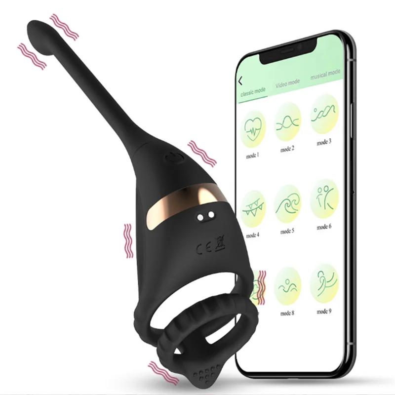 Cock Vibrator Male Prostate Massager APP Controlled Plug Anal Butt Stimulator Sperm Lock Ring Penis Cock Sex Toy for Men Couple