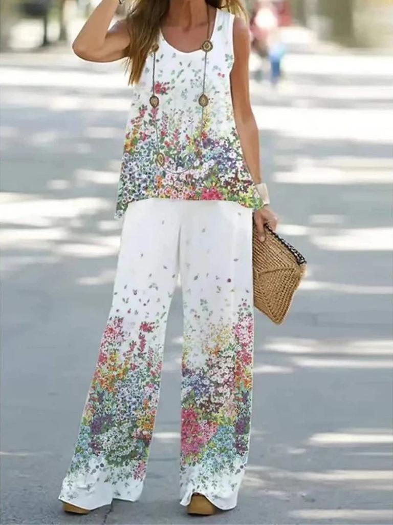 3D-Digitaldruck-Trend Frühling und Sommer neues lässiges ärmelloses Westen-Hosen-Set für Damen