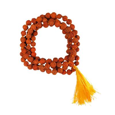 MAYAPURI Authentique Panchamukhi (À Cinq Faces) Mala Rudraksha 108 + 1 Petites Perles Original pour Jaap de Mantra Quotidien, à Porter (Taille des perles: 8 mm)