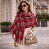 Luxury Thick Scarf Cashmere Plaid Tassel Winter Warm Scarves Soft Shawl Wrap Elegant Neck Scarf For Lady Casual Daily Wear Gifts