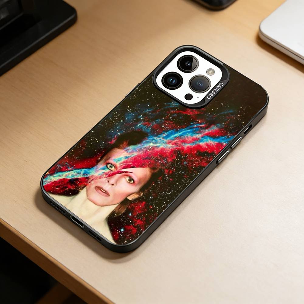D-David-Singer B-Bowies   Phone Case For iPhone 17,16,15,14,13,12,11 Plus,Pro Max,XS,Colored Silver Plated Inside Cover