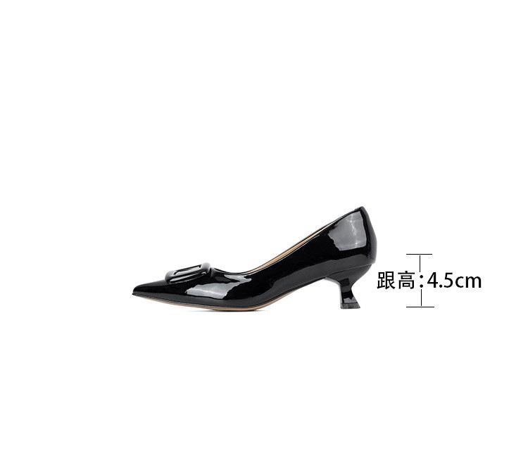 French New Products Single Shoes Women's New Products Square Buckle New Models New Temperament Pointed High Heels Stiletto Burgundy