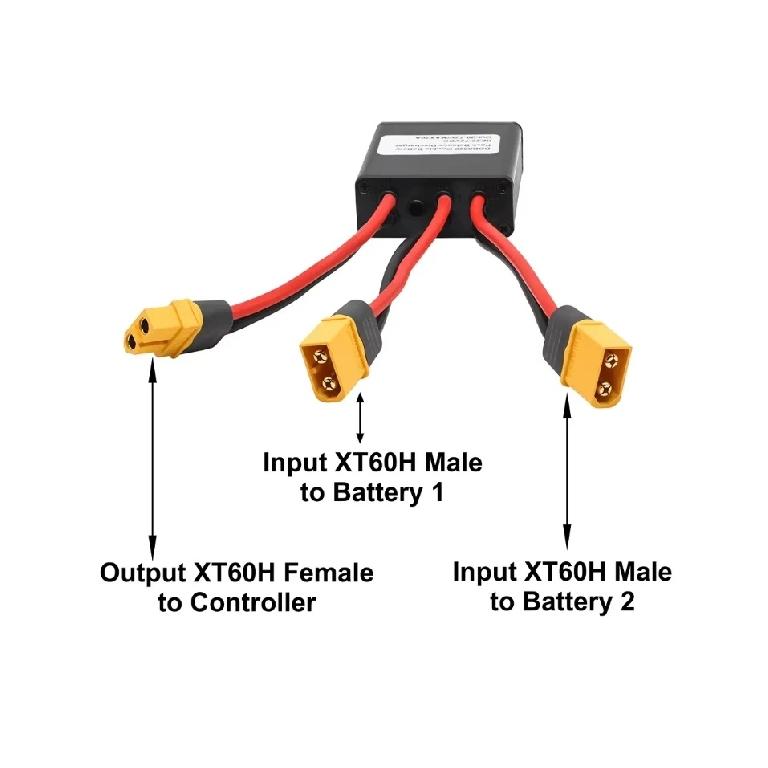 Electric Bike Dual Battery Discharge Converter 24-72VDC Dual Battery Pack Switch Balancer Double Parallel Module with XT90 P