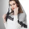 Vintage Bridal Short Net Veil With Lace Edge For Wedding And Photography