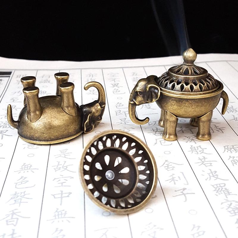 Elephant Lucky Incense Burner Metal Lotus Incense Burner Bowl Incense Holder With Handle Yoga Meditation Home Decor Ancientstyle