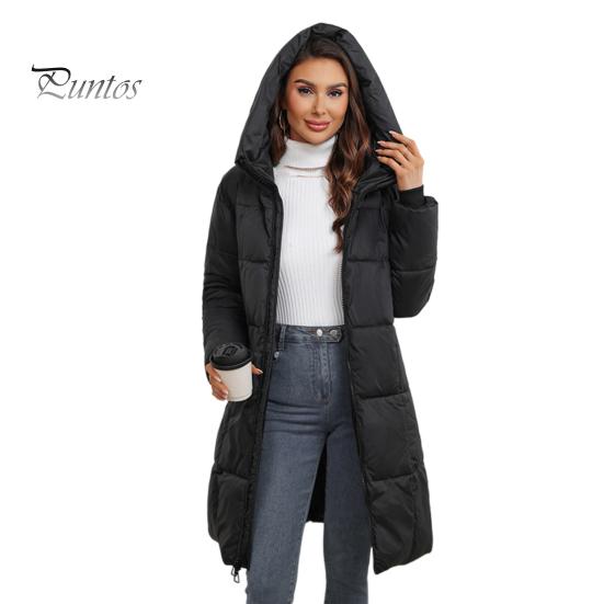 

Женская зимняя куртка с капюшоном, утолщенный пуховик, тонкая талия, застежка-молния, средняя длина, ветрозащитное хлопковое пальто для холодной погоды XXL