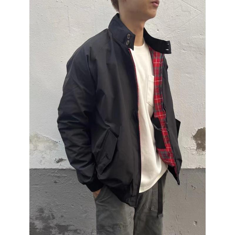 Jacket Retro Casual Workwear Spring Autumn Jacket Khaki Stand Collar Motorcycle Windproof