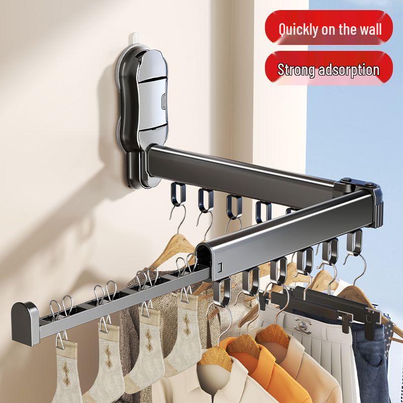 Suction Cup Folding Clothes Drying Rack - Retractable Indoor Hanger & Balcony Bay Window Drying Solution
