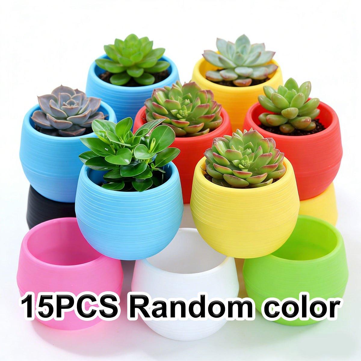 

15pcs 2.76inch Small Succulent Planters - Plastic Seed Starter Pots with Drainage Holes, Cute Mini Pots for Indoor Outdoor ZSY