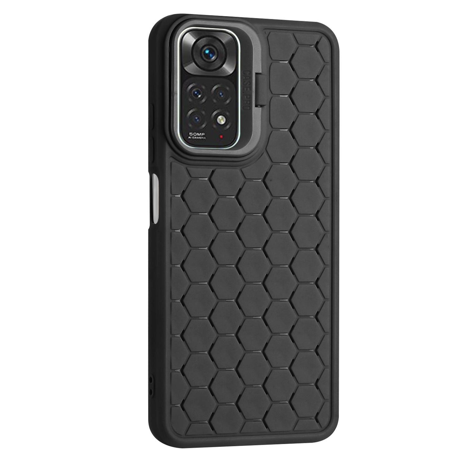 

For Xiaomi Redmi Note 11 Pro 4G (MediaTek)/11 Pro 5G (Qualcomm) Kickstand Case Heat Dissipation TPU Phone Cover Black