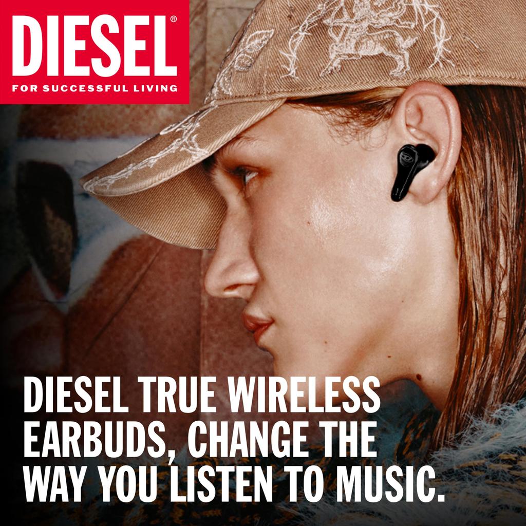 DIESEL True Wireless Bluetooth Up To 10 Hours of Music Fast IPX5 Charging and Storage Case Included True Wireless Earbuds, 5.2, Playback, Charging,