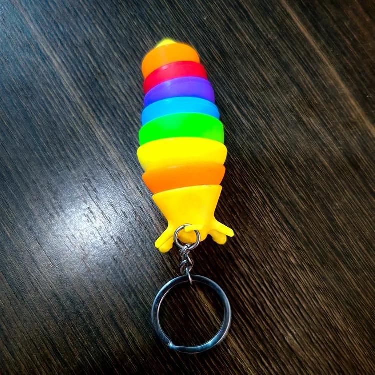 1pc Mini Slug Fidget Toy with Keychain,Cute Caterpillar Shape Stress Reliever Office Desk Toy Sensory Toy for Kids and Adults