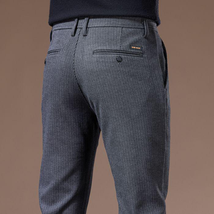 

Мужские шерстяные брюки премиум-класса прилегающего силуэта - Коллекция Осень/Зима, Эластичные прямые штанины, Легкий роскошный повседневный стиль. 31 [120-130 lbs]