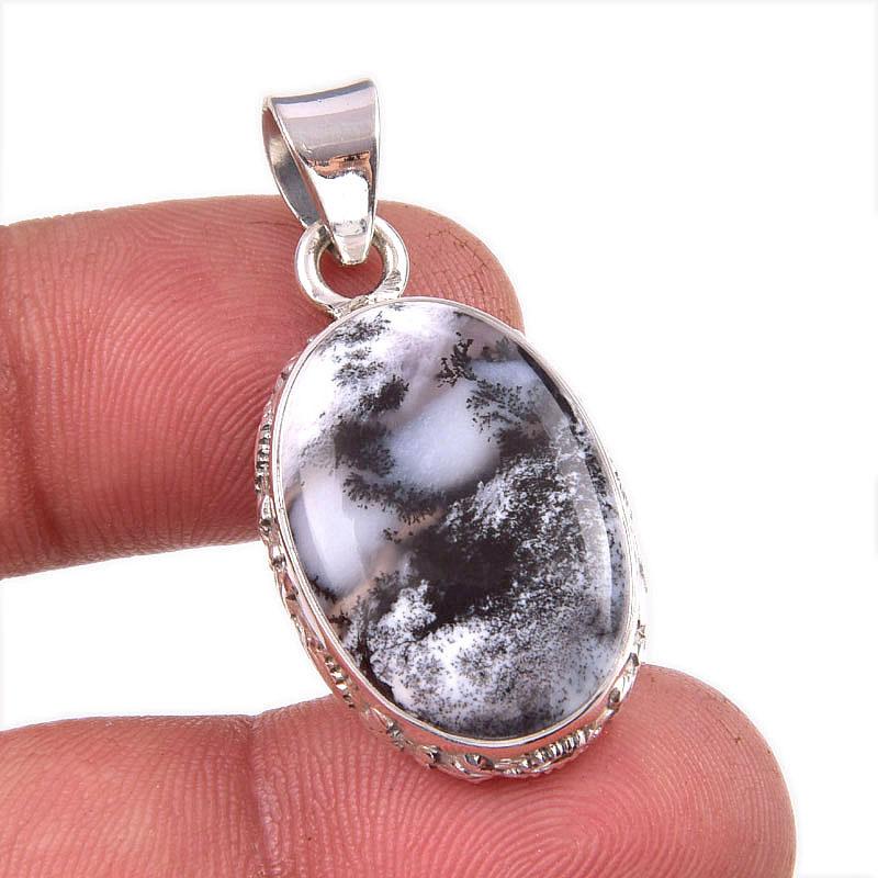 

Подвеска из натурального опала дендрита из стерлингового серебра 925 пробы 1,5 дюйма J4m16