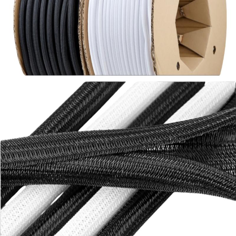 1Pcs 8~32Mm Self-Closed Insulated Sheath 1 Meter Pet Braided Cable Sleeve High Protection Wear Resistant Wire Organizer Sleeving
