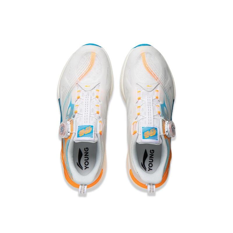 Li Ning Kids Running Fabric Fashion Trend Non-Slip Wear-Resistant Breathable Low-Top Running Shoes Kids Sneaker White Blue Orange YKFV078-5