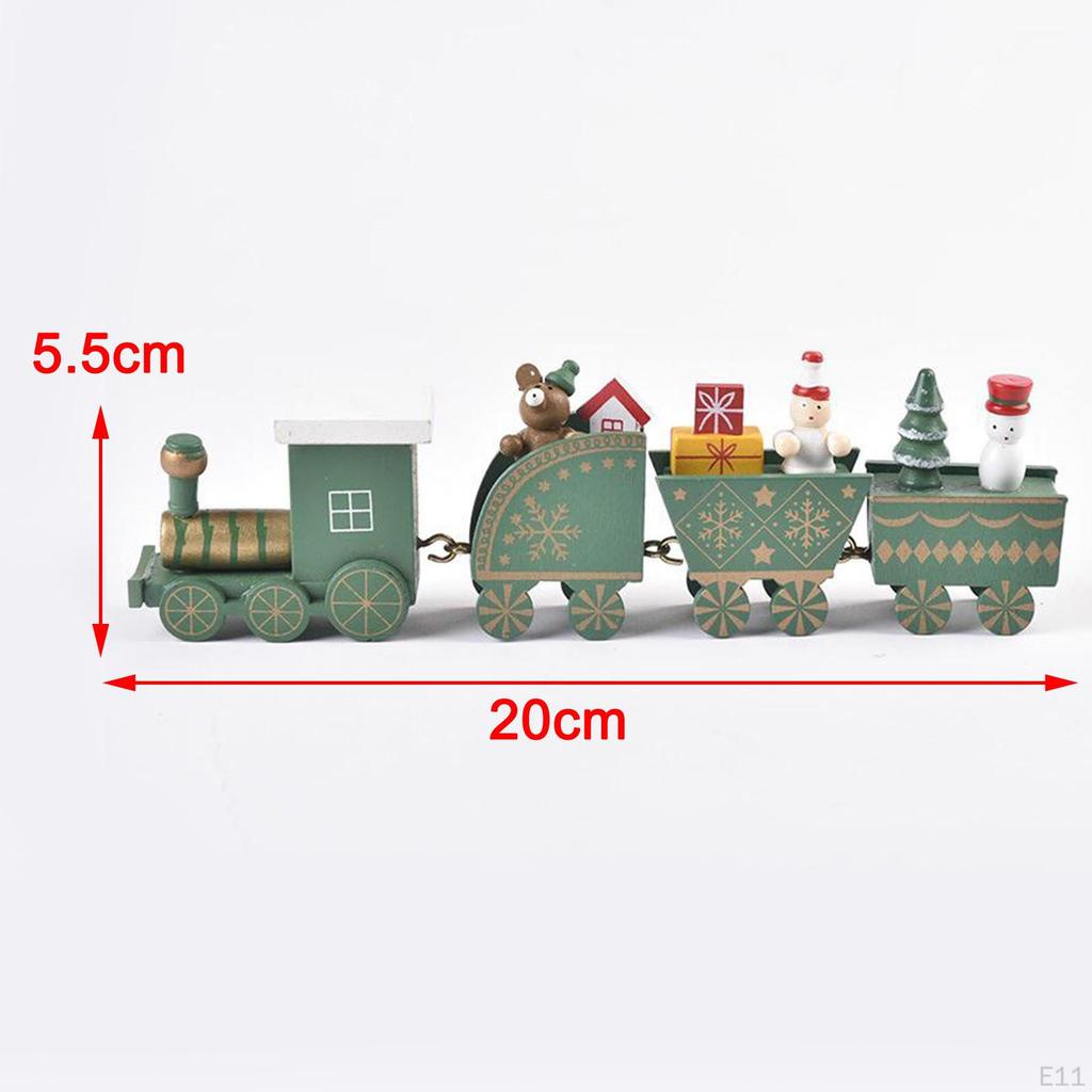 Zestaw 4 drewnianych malowanych pociągów Boże Narodzenie Rok Wisząca Dekoracja Dzieci