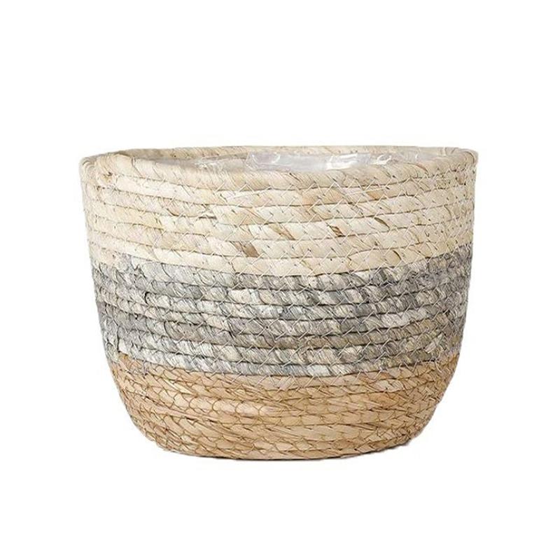 

Цветочная корзина из травы, цветочный горшок, корзина для хранения, контейнер для растений, плетеная вручную корзина, современный цветочный горшок для украшения дома