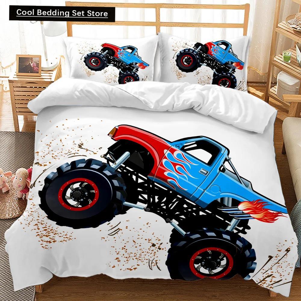 Engineering Vehicle Duvet Cover Set Engineering Vehicle Pickup Truck Off Road Vehicle Polyester Bedding Set Double Queen King