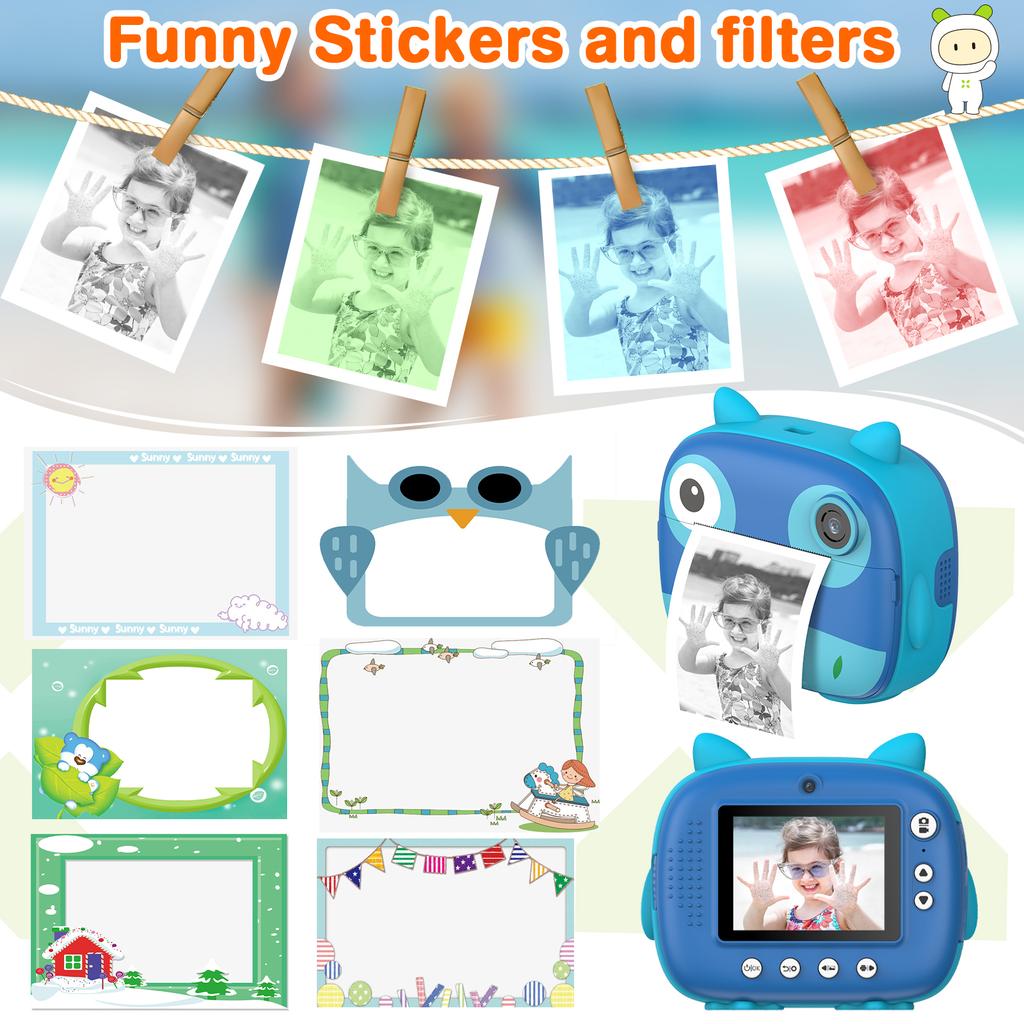 2,5 K Nette Kinder Sofortbildkamera 12MP Kinder Digitalkamera Kinder Sofortbildkamera mit 2,4 Zoll