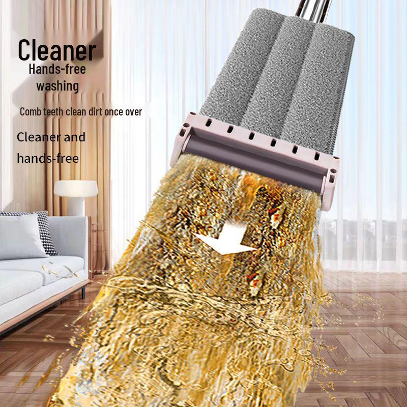 Mop płaski podwójnego zastosowania bez użycia rąk: Suchy i Mokry Chłonny Mop Domowy