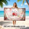 Floral Garden Theme Soft Beach Towel Personalized Custom Name Text Towel Portable for Beach Pool Travel